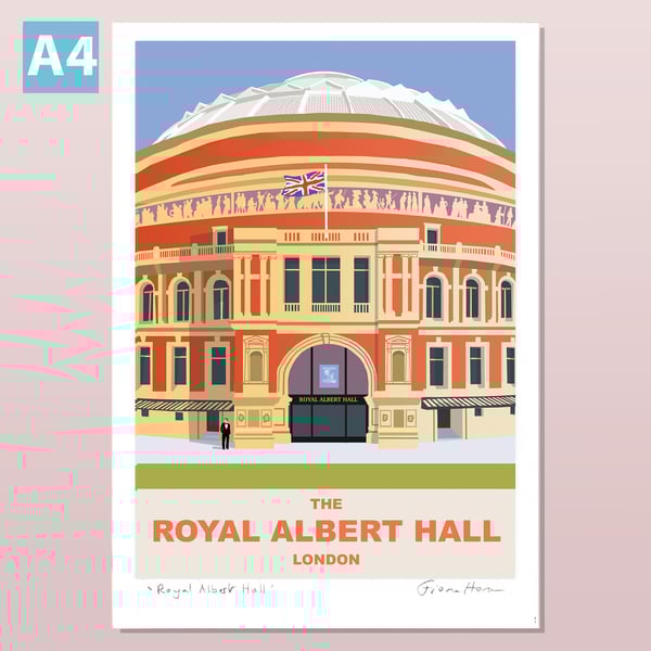 Royal Albert Hall, London, retro style travel poster A4