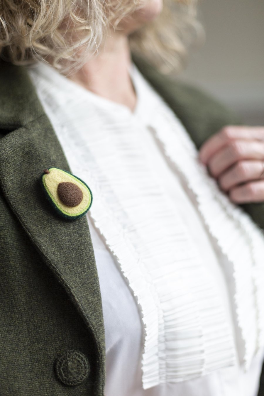 End of Line- Merino Wool Needle Felted Avocado Brooch