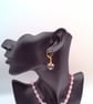 Pink Floral Beads and Pink and White Crystal Necklace with Heart and Earrings - Image 6