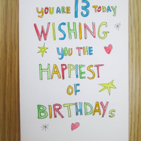 Customizable Child Birthday Card. Original Painting