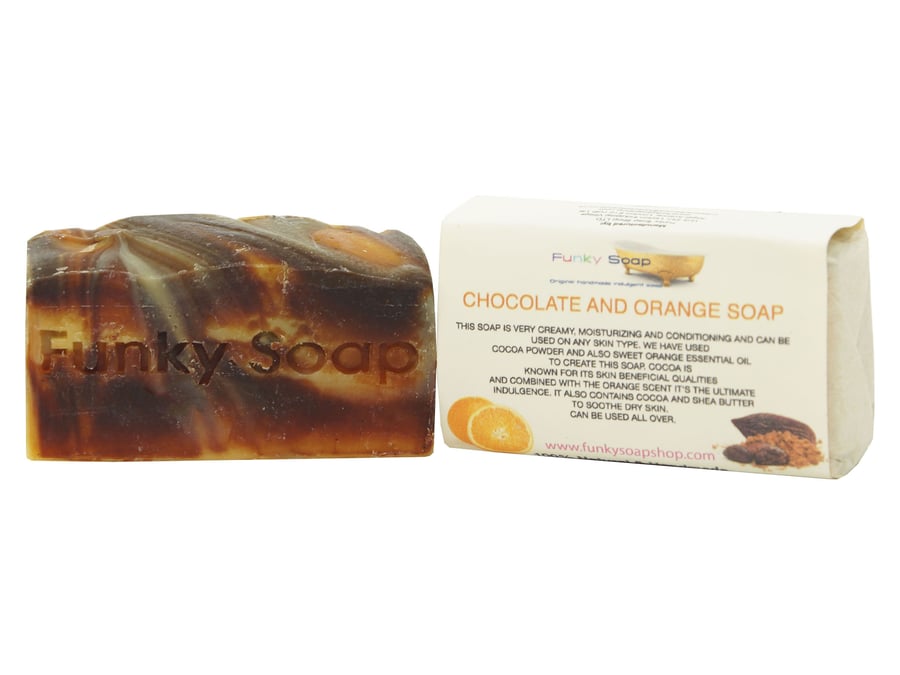 Vegan Chocolate & Orange Soap Bar 100% Natural Handmade 1 bar of 65g
