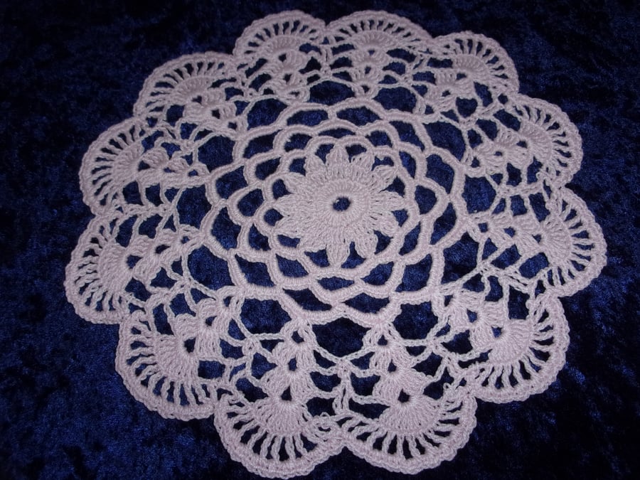 Pink Crocheted Doily with Flower Centre
