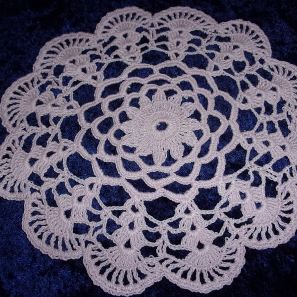 Pink Crocheted Doily with Flower Centre