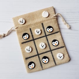 Retro themed tic tac toe Penguns and Polar Bears