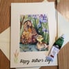 Original handpainted Mother's Day card of mother duck with duckling.