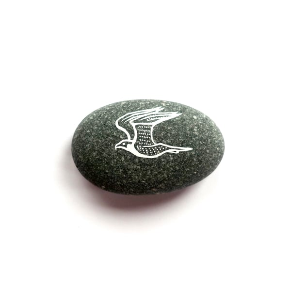 Painted Falcon Spirit Stone - Unique Wildlife Art Gift for Home Decor