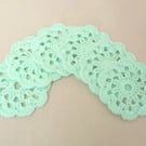 Coasters in a turquoise flower pattern, set of six, handmade table mats.