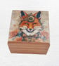 Fox: Decorated Wooden Ring Trinket Box 7cm & Hanging Heart - Image 2