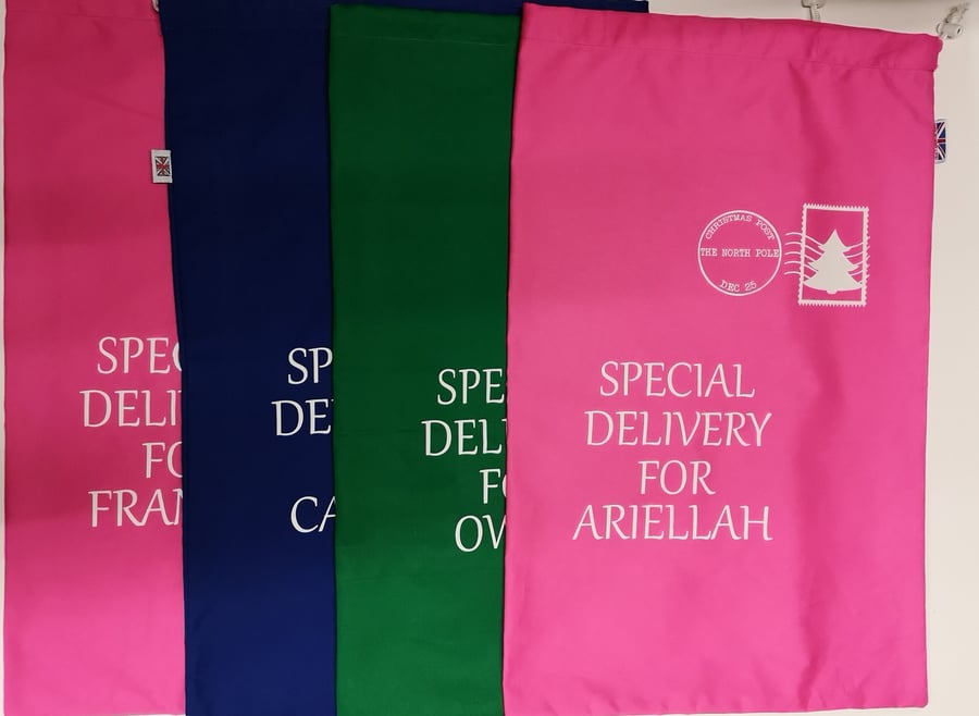 personalised Christmas sack - Special delivery - made in England