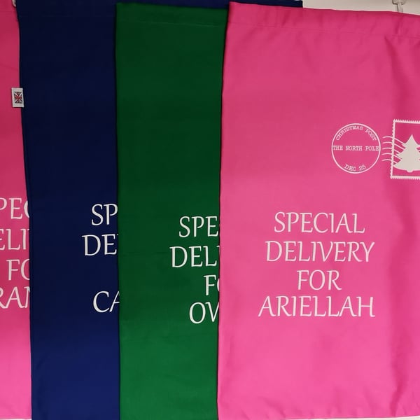personalised Christmas sack - Special delivery - made in England