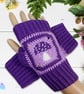Crochet gloves in a purple lilac and white toadstool design. Toadstool gloves. - Image 2