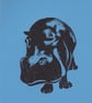 Hippo Open Edition Hand-Pulled Linocut Print Blue - Image 1