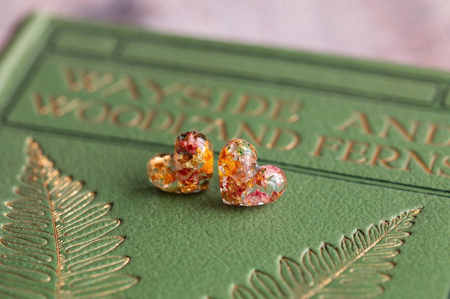 Autumn Earrings Four Seasons Earring Studs Pressed Flower Earrings Thanksgiving 