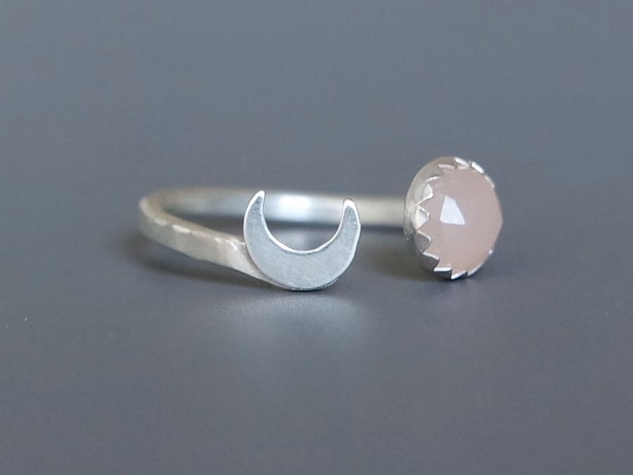 Celestial Peach Moonstone Gemstone Ring
