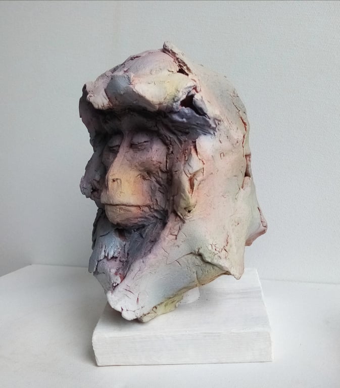 Macaque sketch sculpture. 