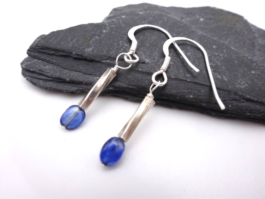 kyanite gemstone earrings, sterling silver jewellery