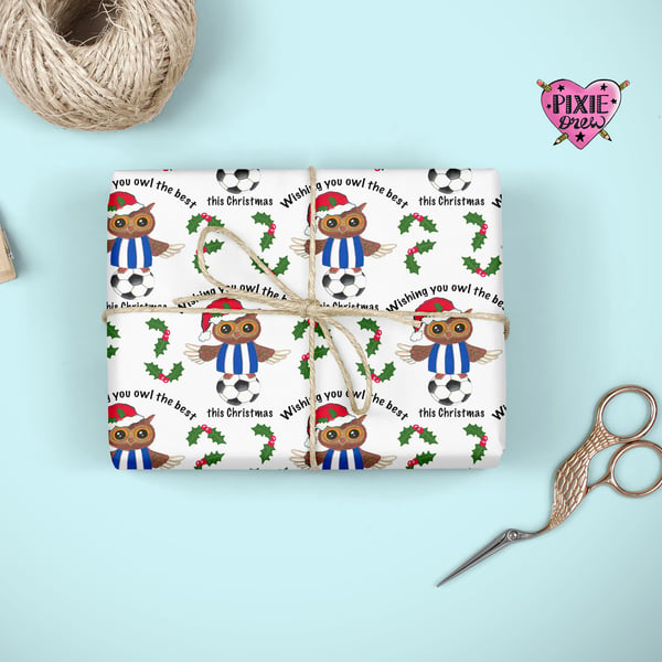Owl Christmas gift wrap for Sheffield Wednesday fans