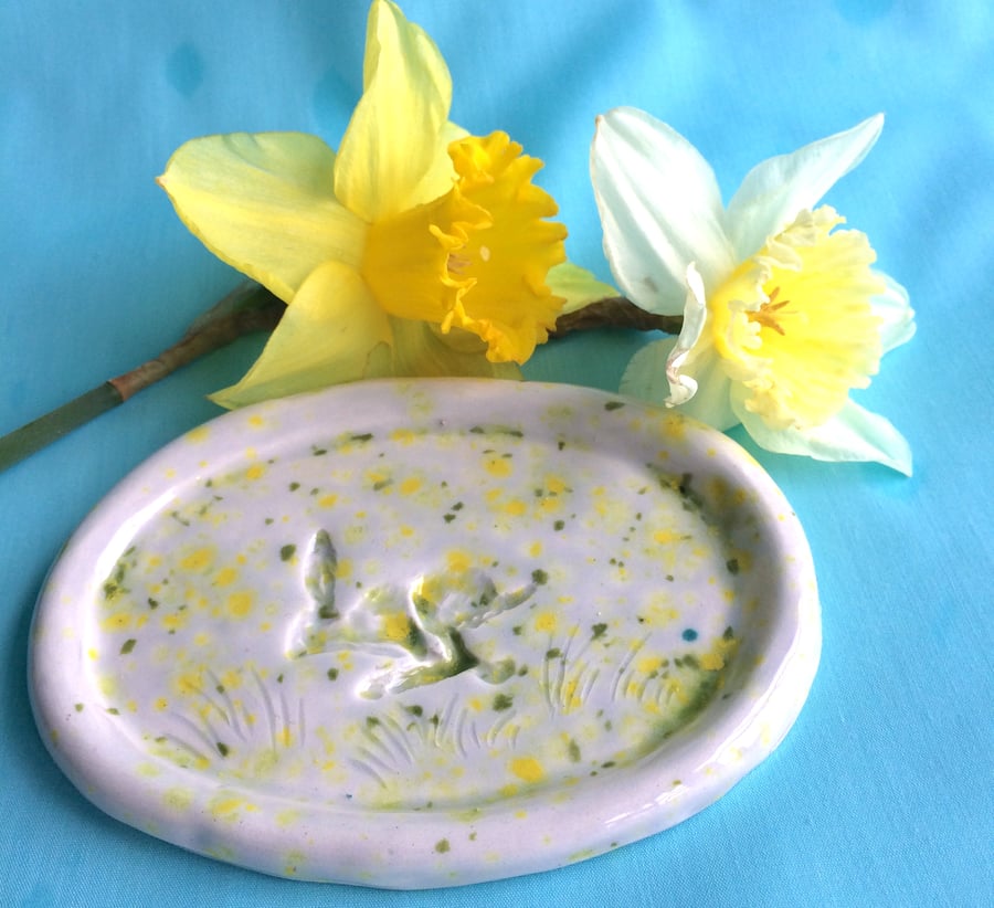 Hare Ceramic Trinket Dish Soap Dish