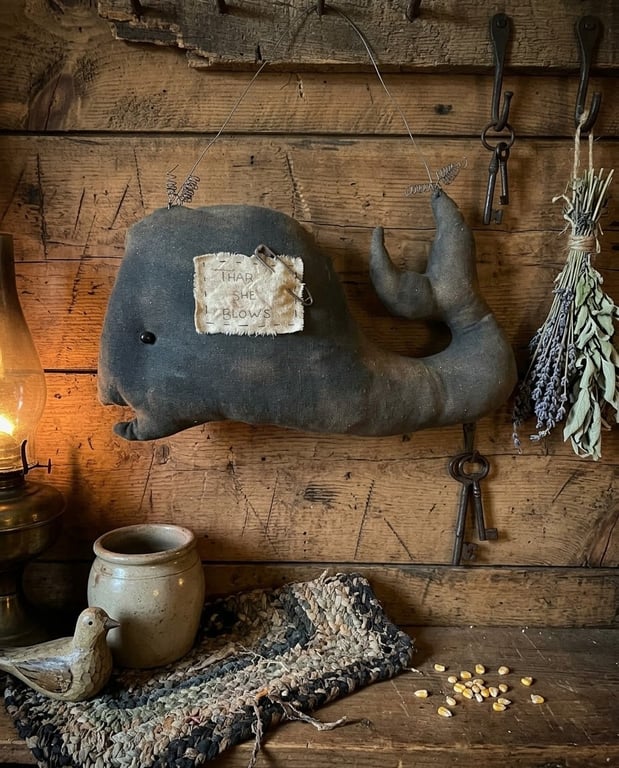 Prim whale wall hanging