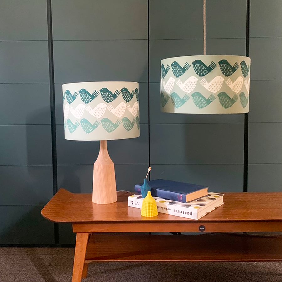  Perfectly Imperfect Handmade Grey Bird Lampshade 35cm - British Made