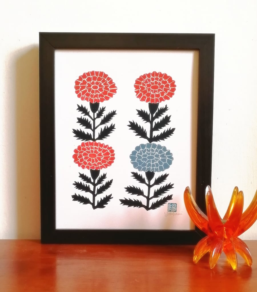 Marigold linoprint