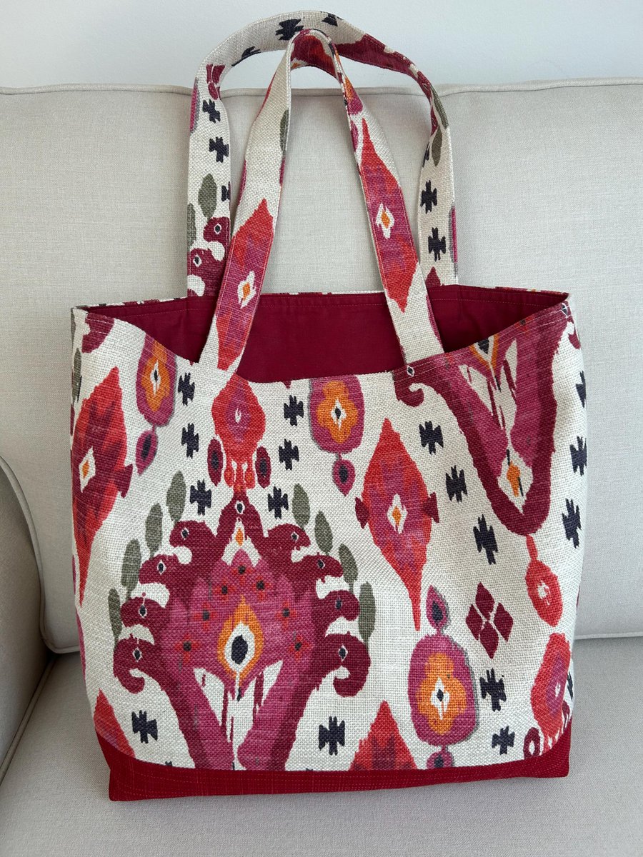 Moroccan Vibe Tote Bag - Red Geometric Design, Boho Style