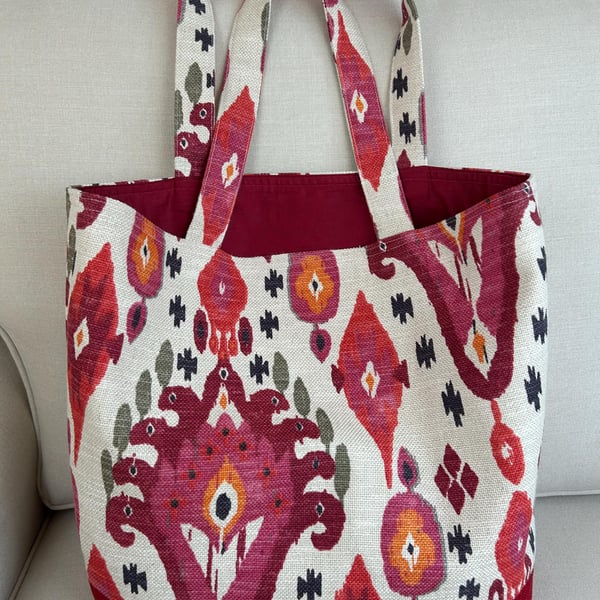 Moroccan Vibe Tote Bag - Red Geometric Design, Boho Style