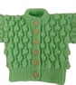 Green Hand Knitted Baby Cardigan, Bobble Pattern, Gender-Neutral, 0-6 Months - Image 4
