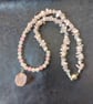 Pink rose quartz necklace with large faceted bead pendant - Image 3