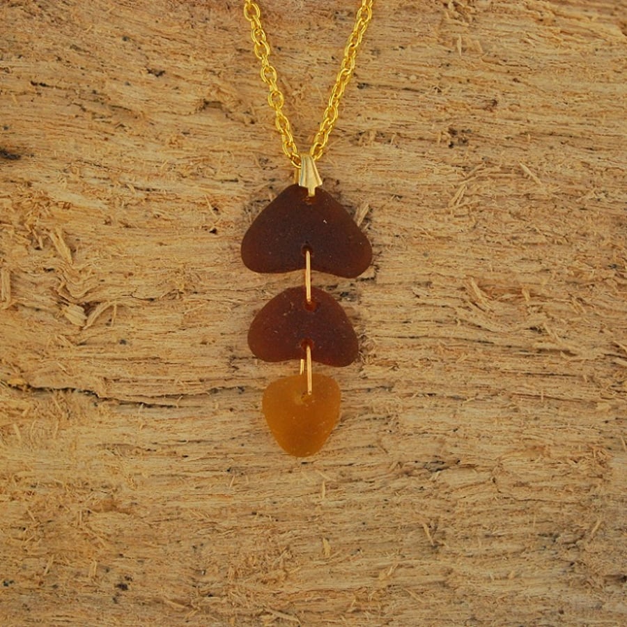 Brown sea glass pendant