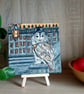 Tawny owl with his Bowler hat and walking cane Original Painting - Image 5