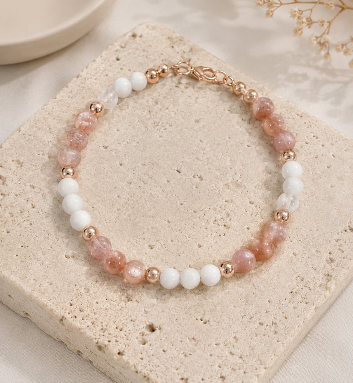 Sunstone and Moonstone Gemstone Bracelet