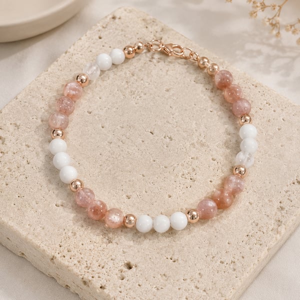 Sunstone and Moonstone Gemstone Bracelet