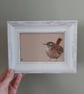 Framed Original Art Soft Pastel Drawing of a Wren 