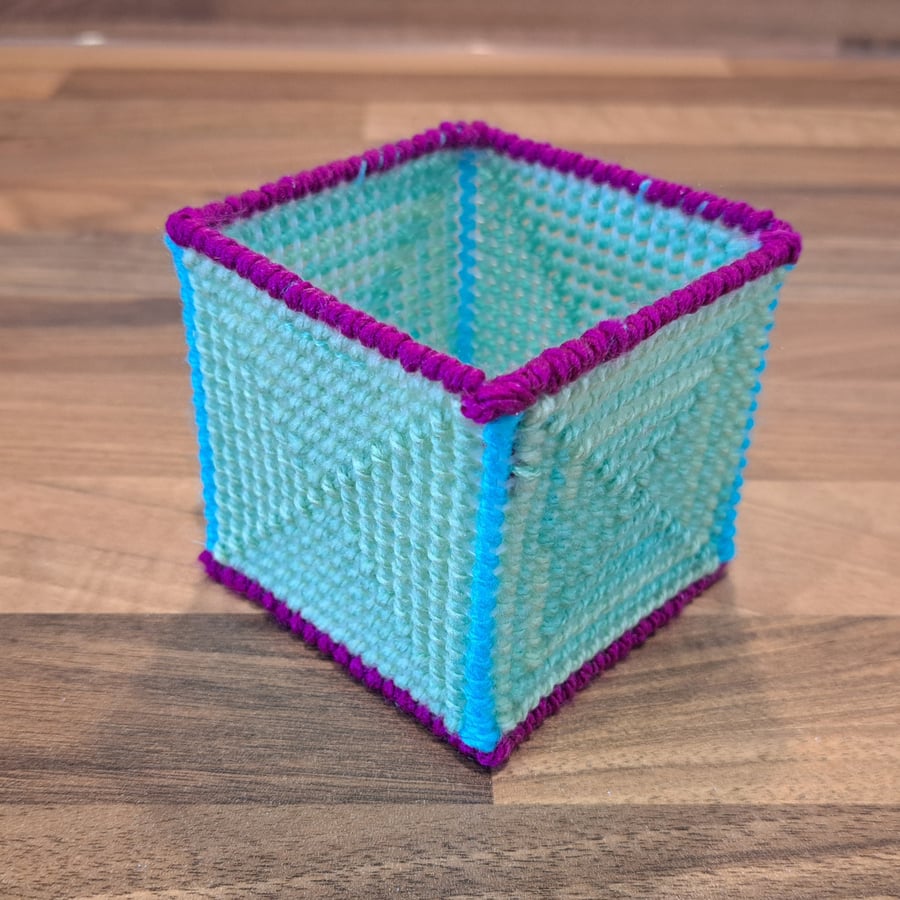 Medium container for office items - green, blue, purple mix