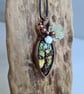 Natural Green Labradorite & Copper Tree of Life Pendant Gift Crystal Jewellery