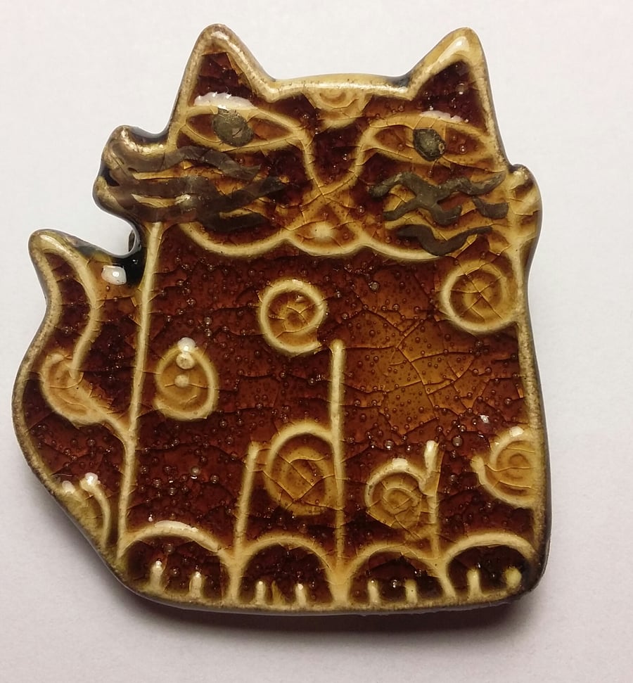 Ginger cat brooch