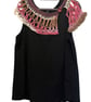 Upcycled Boho Festival Crochet Collar with Faux Fur Trim in Pink and Mocha