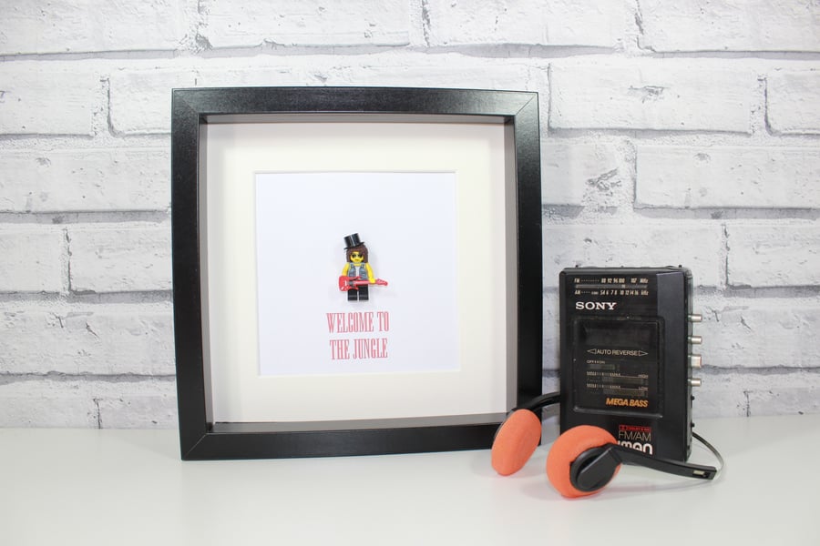 SLASH - GUNS N ROSES - FRAMED CUSTOM LEGO MINIFIGURE - QUIRKY