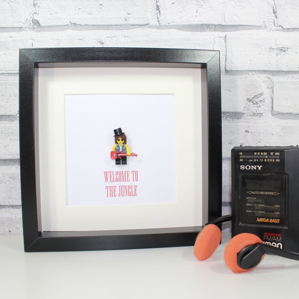 SLASH - GUNS N ROSES - FRAMED CUSTOM LEGO MINIFIGURE - QUIRKY