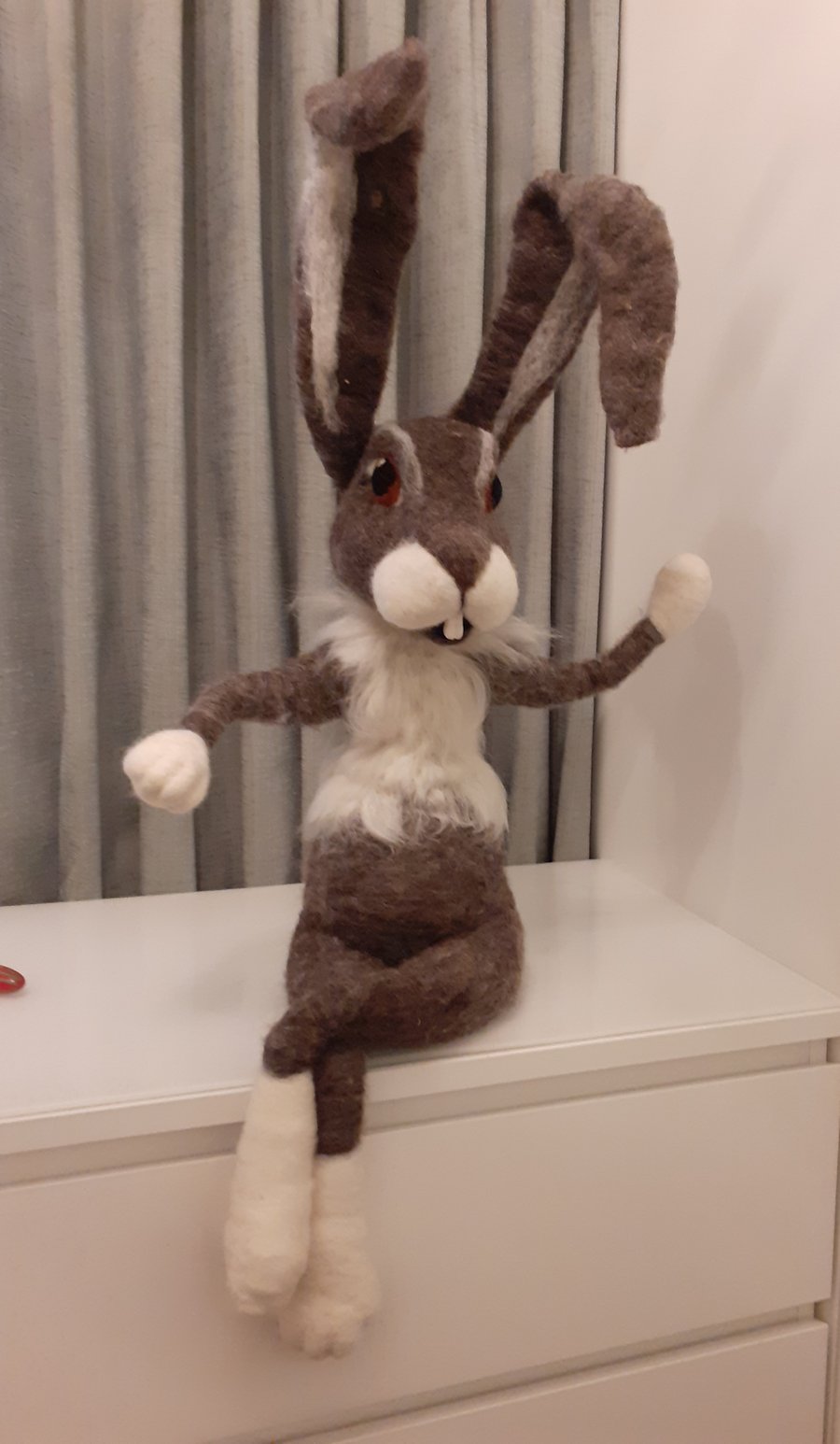 Bertie, needle felted wool, rabbit character