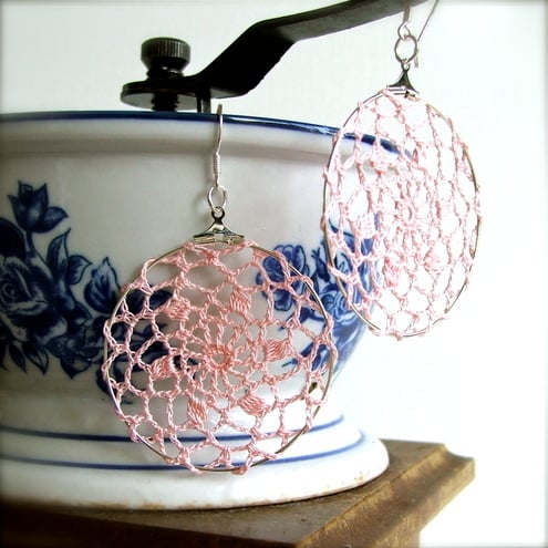 Light Pink Doily Earrings