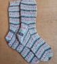 Socks, hand knitted, LARGE, adult size 9-11