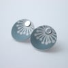 Blue grey starburst earrings studs