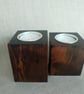 Set of 2 Wooden Tealight Holders - Dark Oak Finish Upcycled Pallet Wood - Image 6