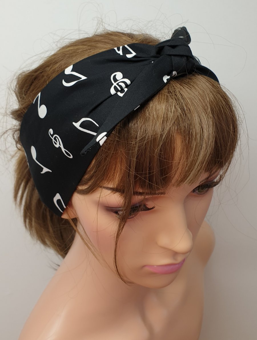 Black music retro style women headband