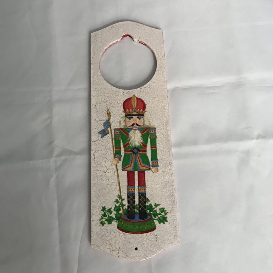 Nutcrackers Wooden Door Hanger Christmas Decoration Green Red-White Edge