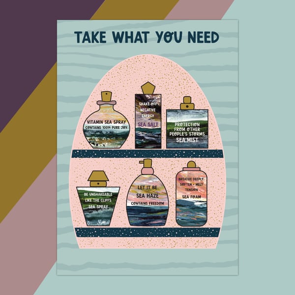 ‘Take What You Need 1’ Seascape Art Print A4