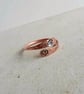 Copper Paw Print and Love Heart Wrap Around Ring - Adjustable - Hand Stamped - Image 2