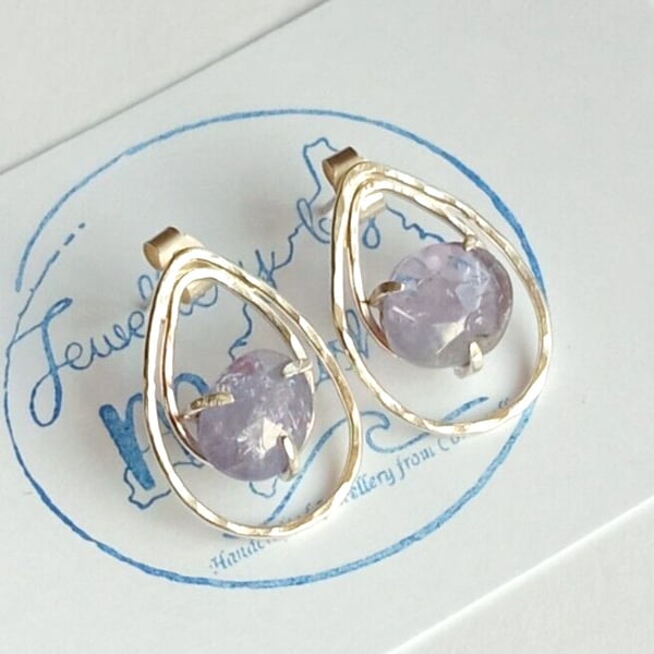  Tanzanite Earrings Recycled Silver Jewellery Gift Teardrop Rose Cut Gemstone